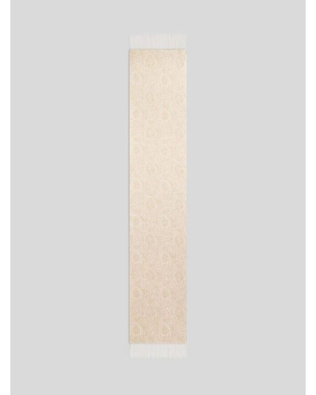 Etro White Wool And Cashmere Jacquard Scarf With Arnica Motif for men