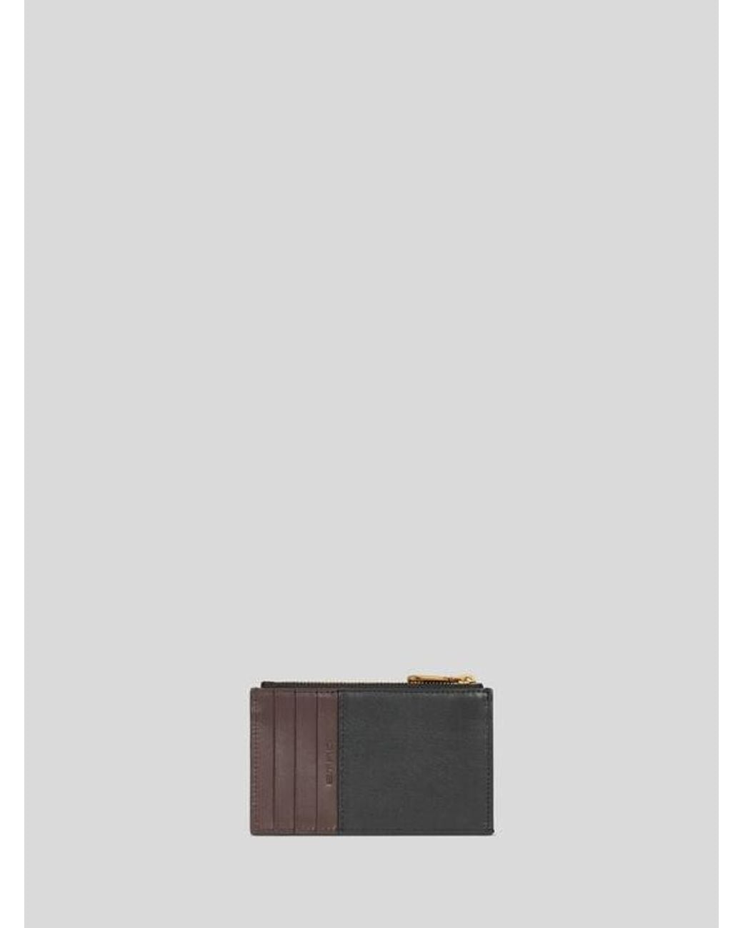 Etro White Leather Card Holder With Pegaso Button