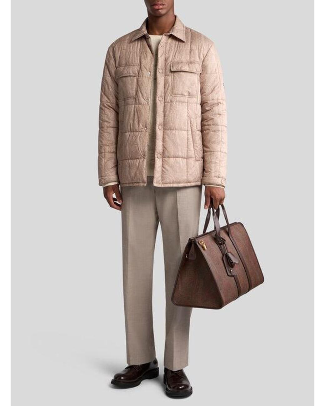 Etro Natural Quilted Overshirt for men