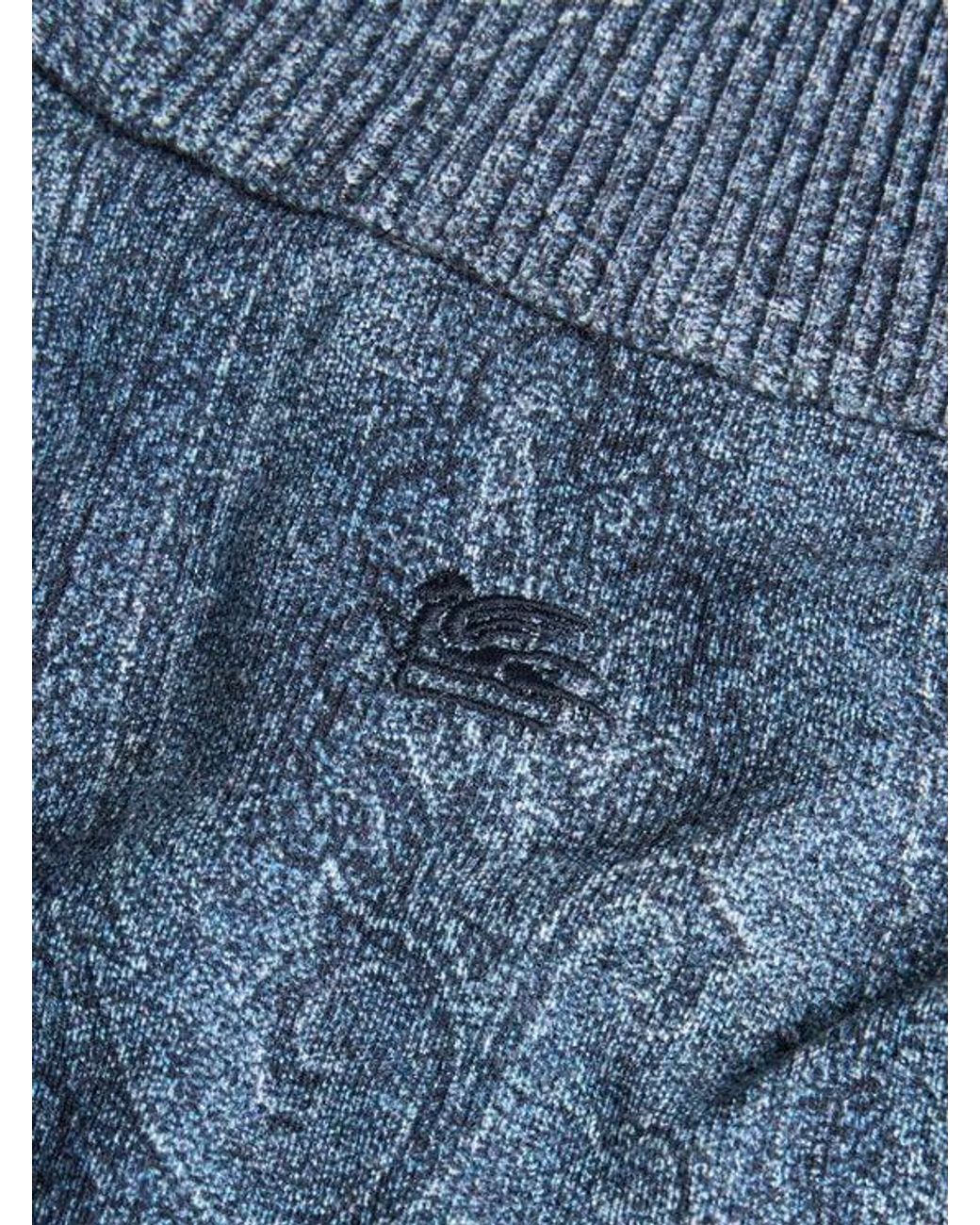 Etro Blue Paisley Turtleneck for men