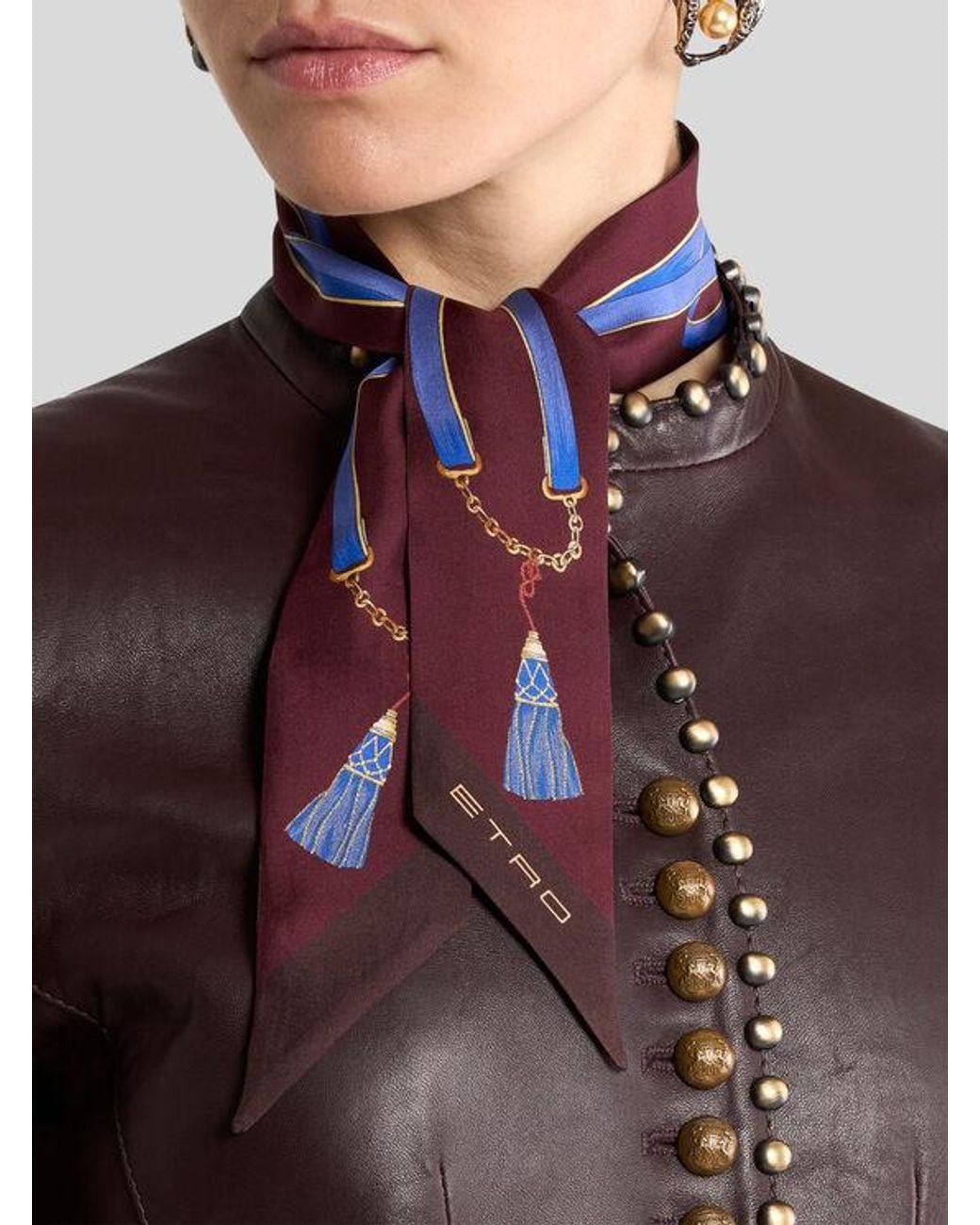 Etro Purple Silk Paisleyina With Charm Motif