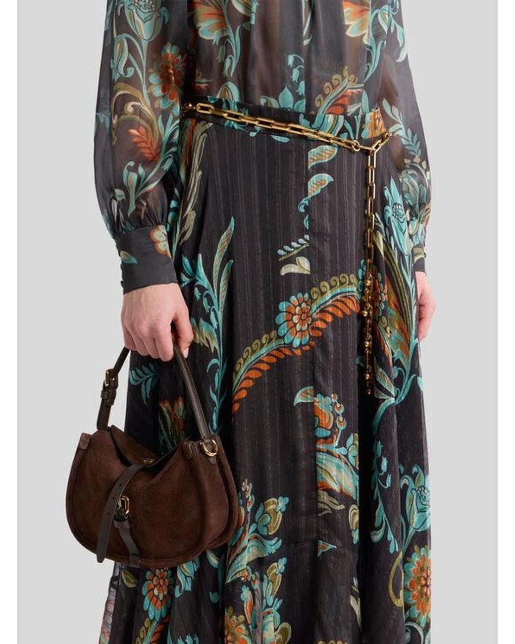 Etro Brown Small Suede Pony Bag