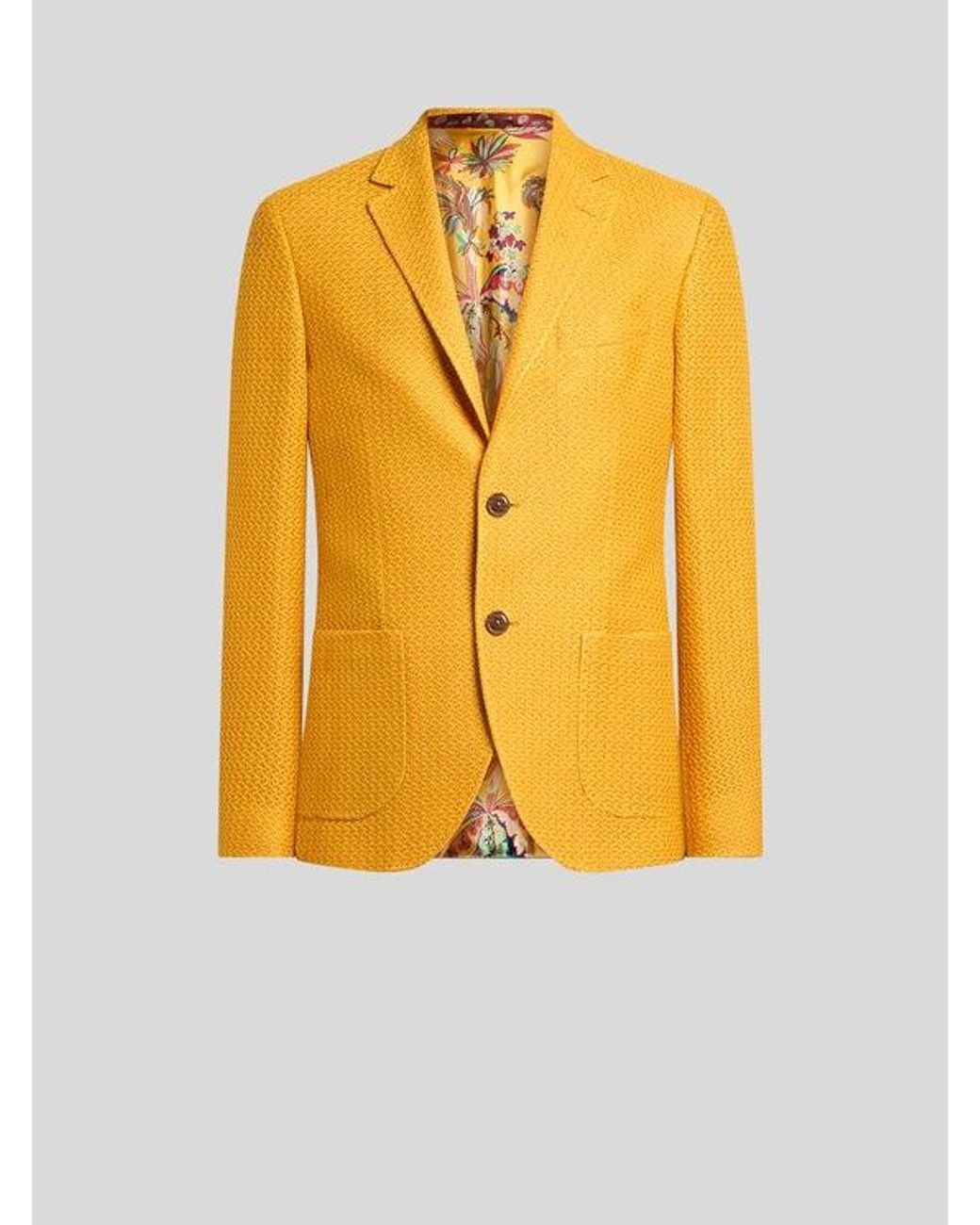 Etro Yellow Cotton Jersey Blazer for men