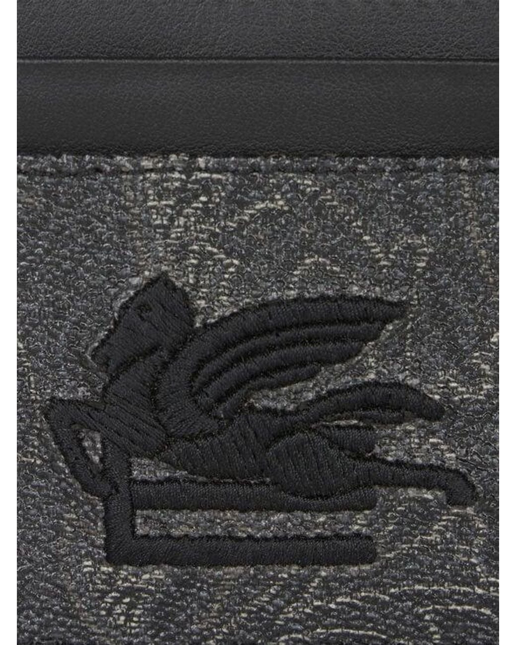 Etro White Arnica Card Holder With Pegaso Detail for men