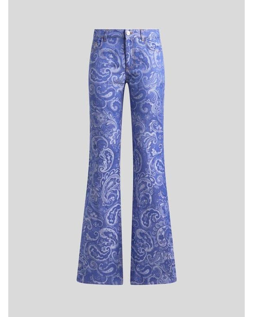 Etro Blue Flared Jacquard Jeans