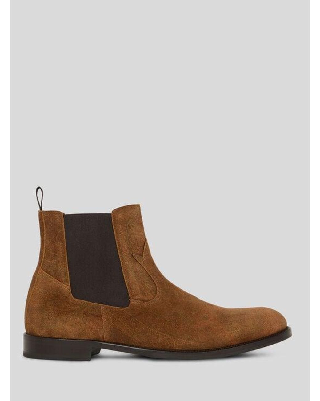 Etro Brown Suede Chelsea Ankle Boots With Arnica Motif for men