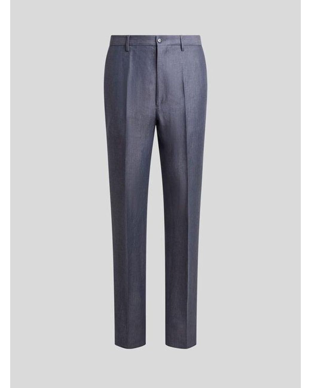 Etro Blue Linen Trousers for men