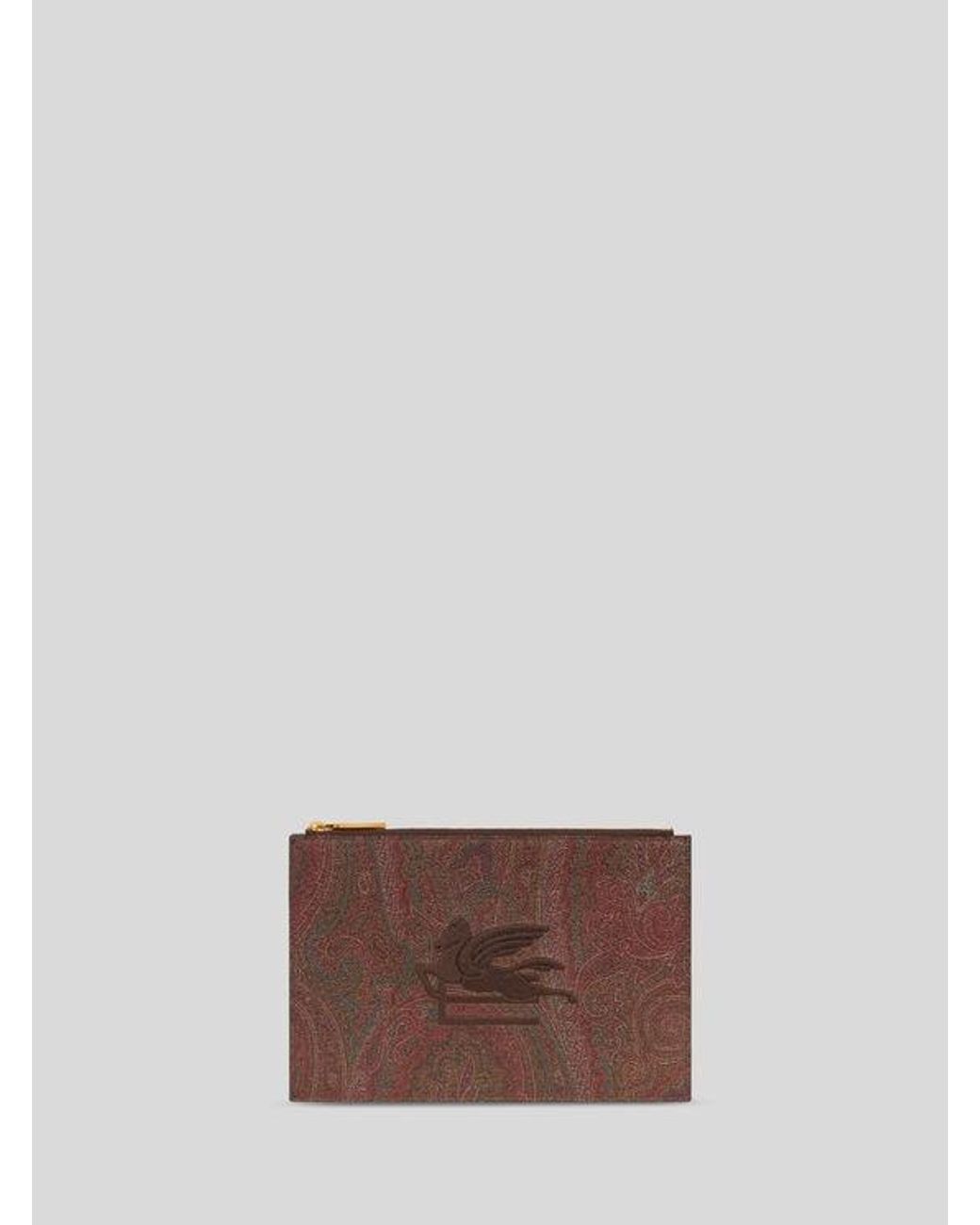 Etro Brown Medium Arnica Pouch With Pegaso Detail