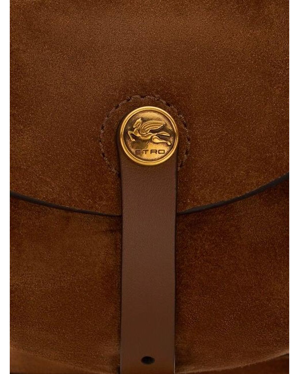 Etro Brown Small Suede Pony Bag With Fringes