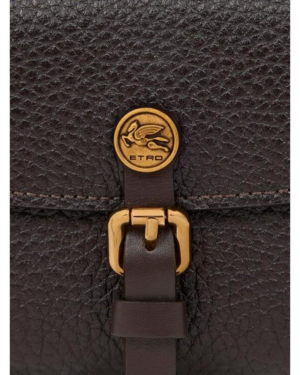 Etro White Small Tumbled Leather Pony Wallet
