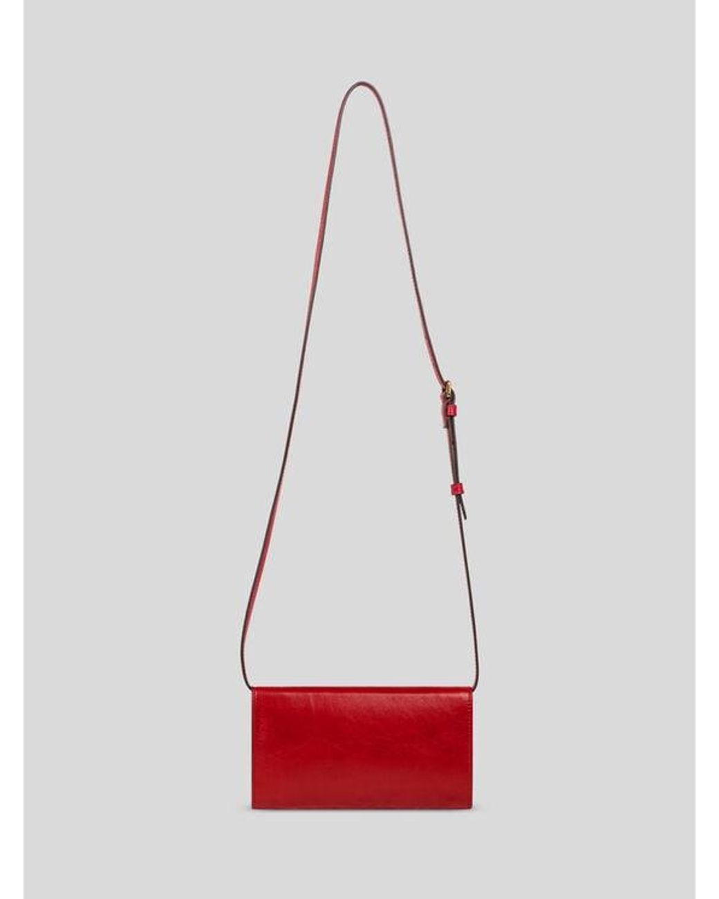 Etro Red Leather Pony Wallet With Shoulder Strap