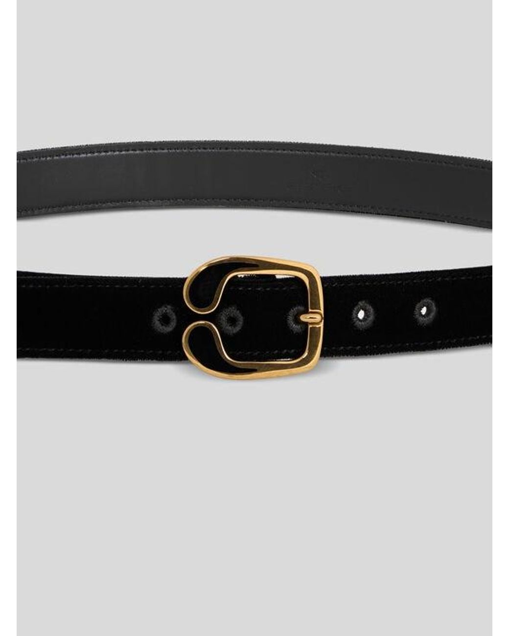 Etro Black Velvet Belt With Enamelled Paisley Buckle
