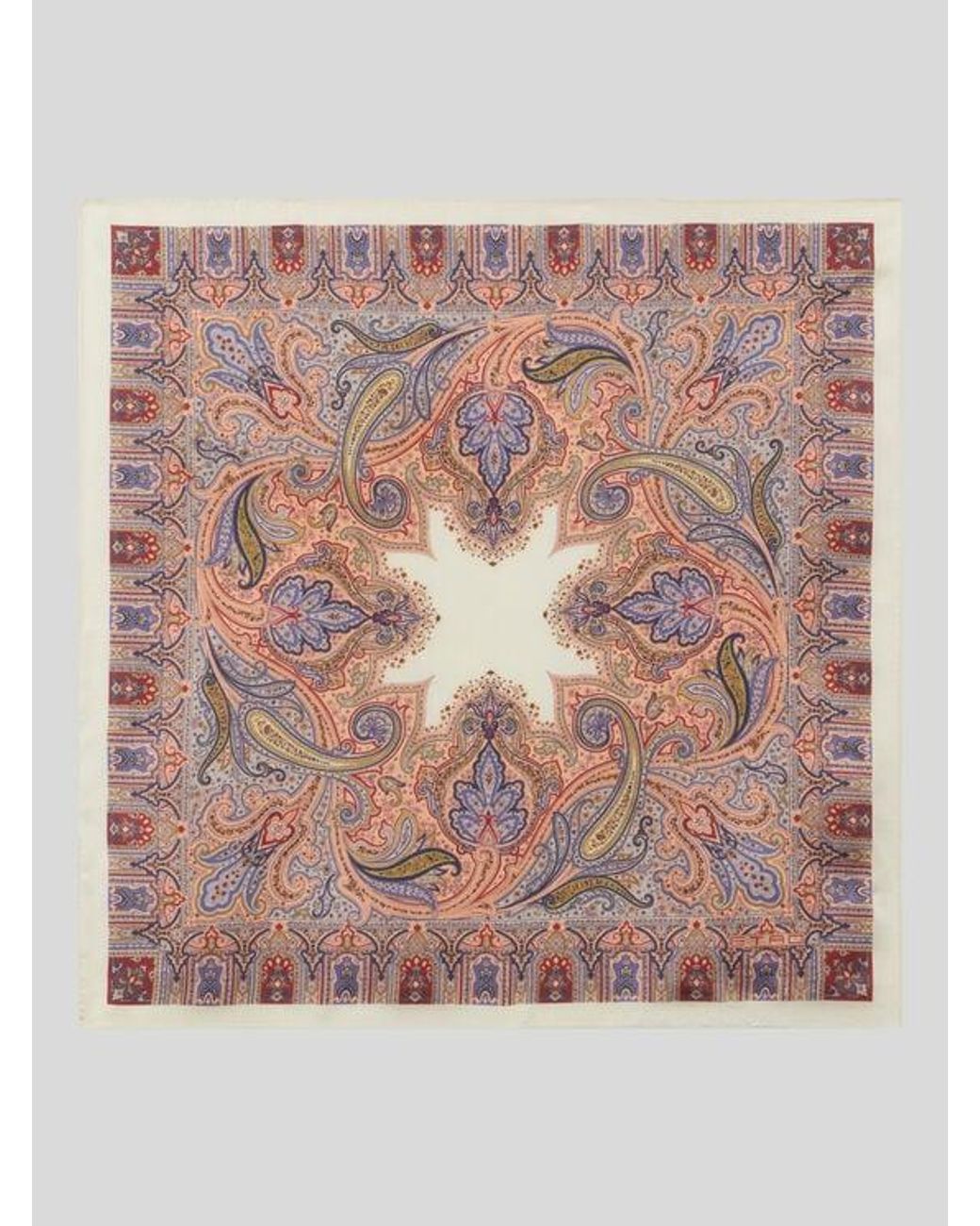 Etro Pink Silk Pocket Square With Geometric Paisley Motif for men
