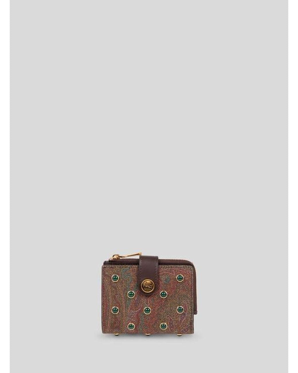 Etro Brown Compact Arnica Wallet With Studs