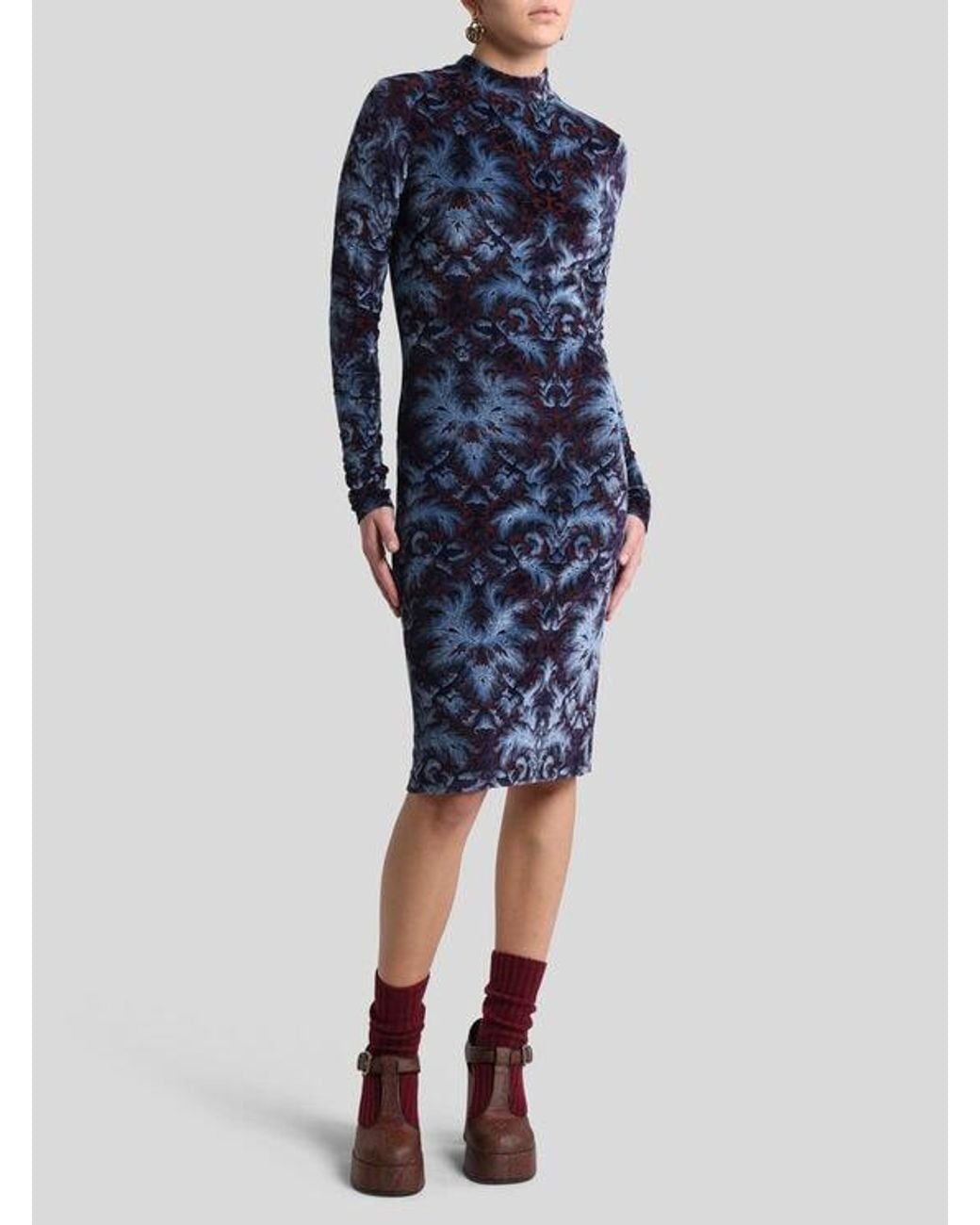 Etro Blue Chenille Jacquard Dress