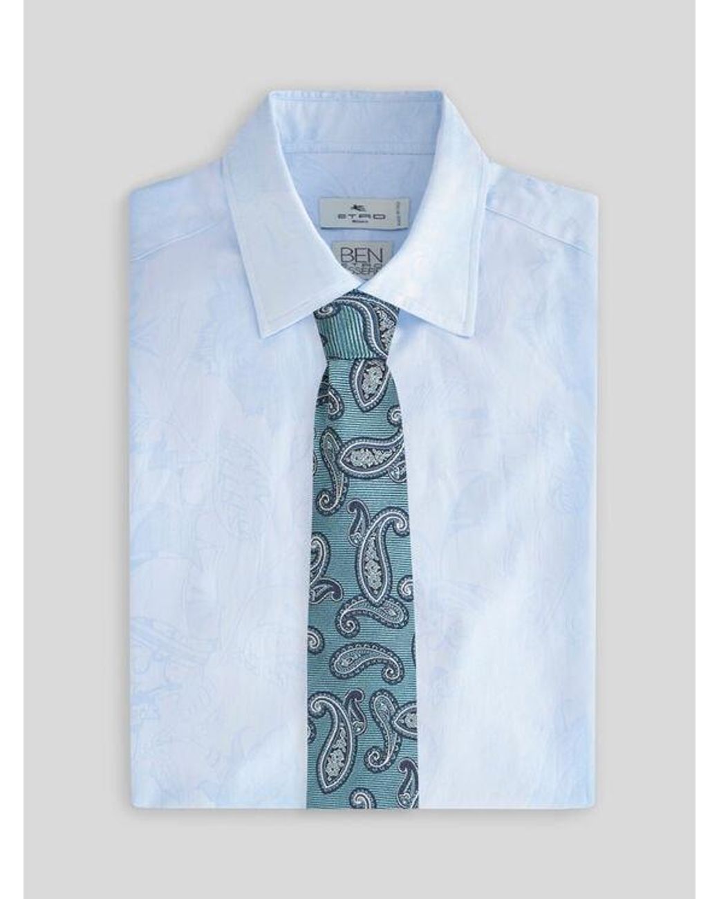 Etro Blue Silk Jacquard Tie With Two Motifs for men