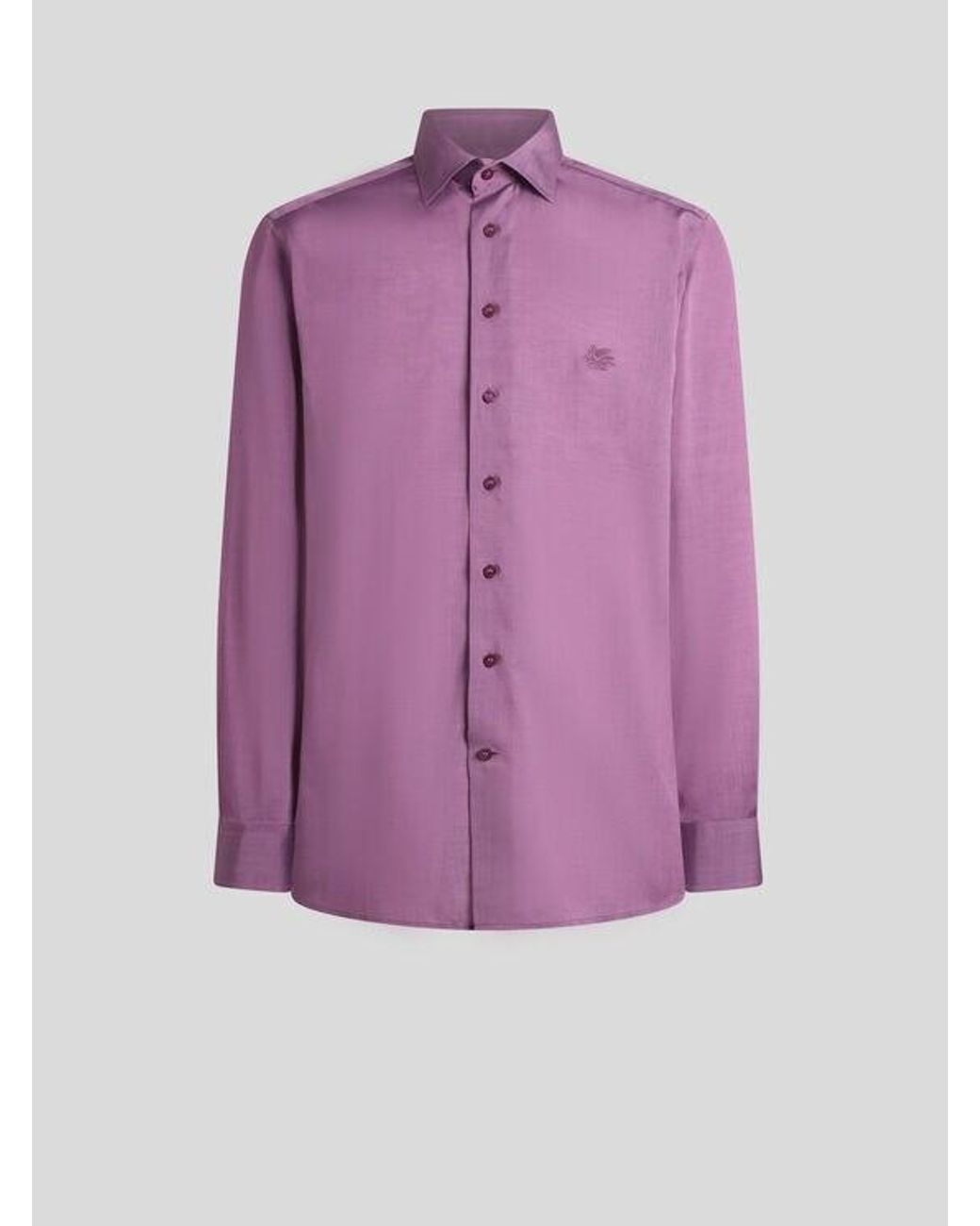 Etro Purple Shirt With Pegaso Embroidery for men