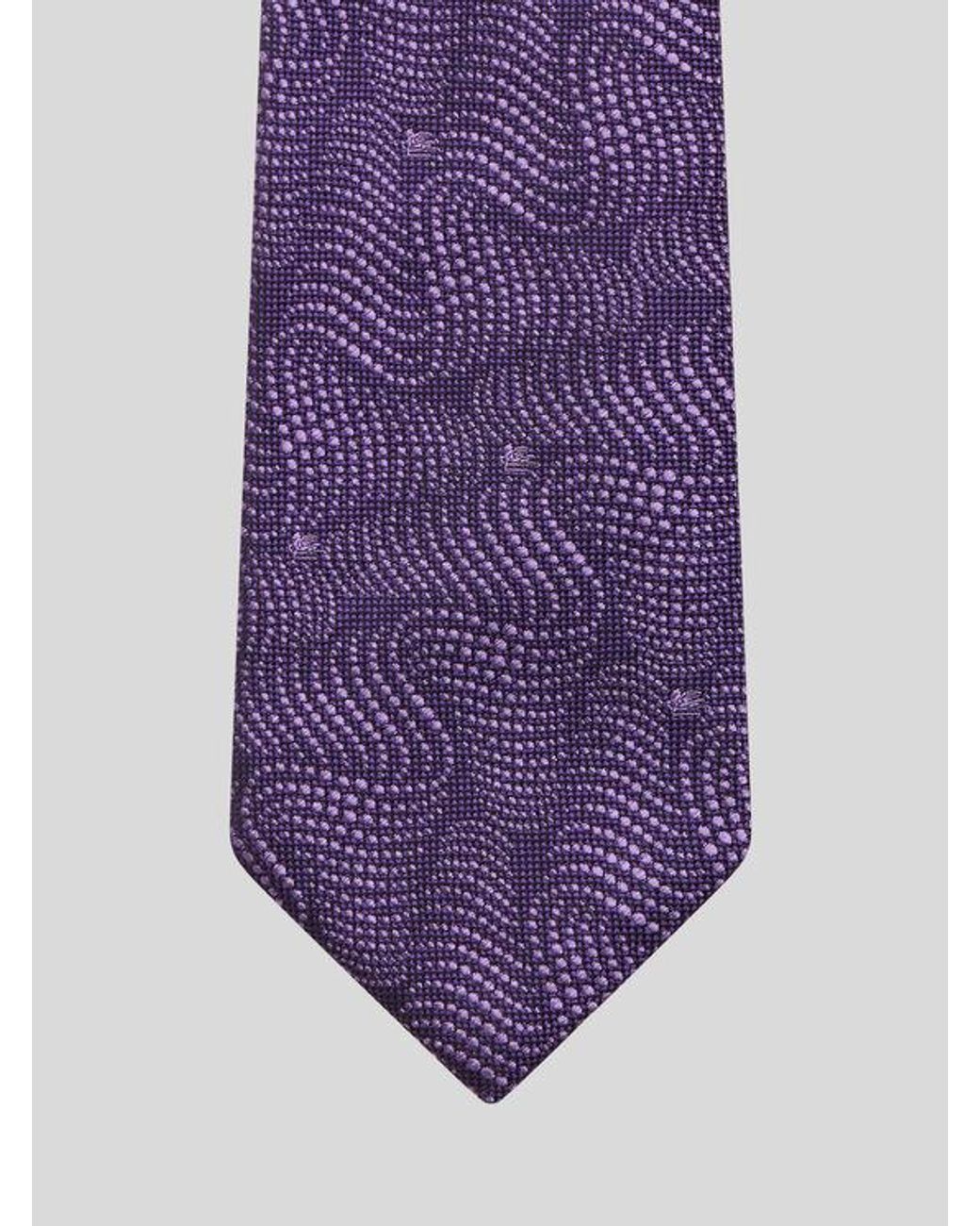 Etro Purple Printed Silk Tie for men