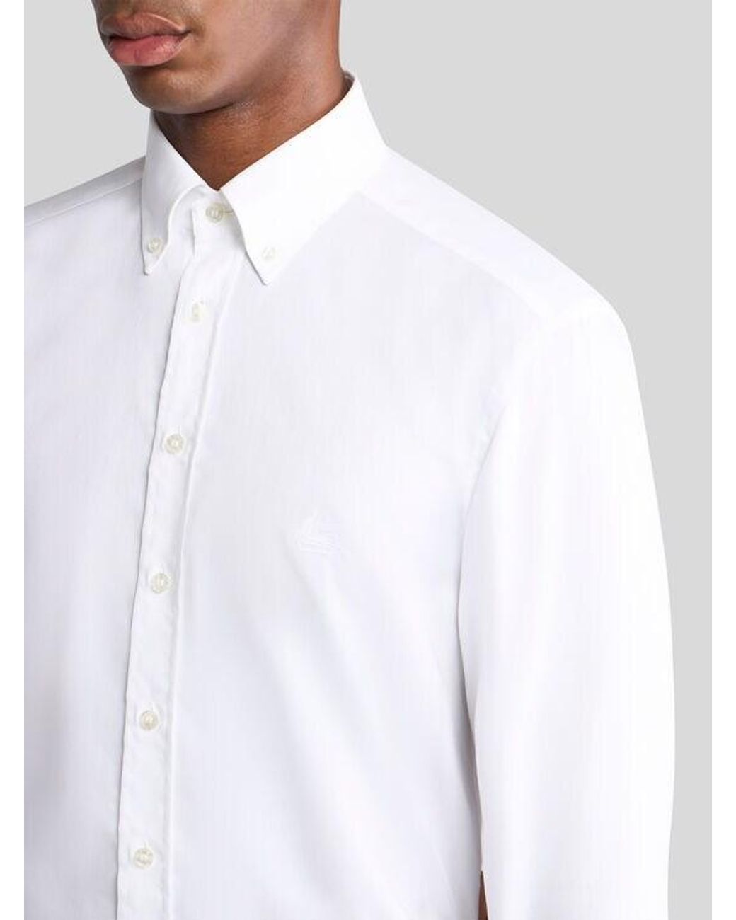 Etro White Button-Down Shirt With Logo for men