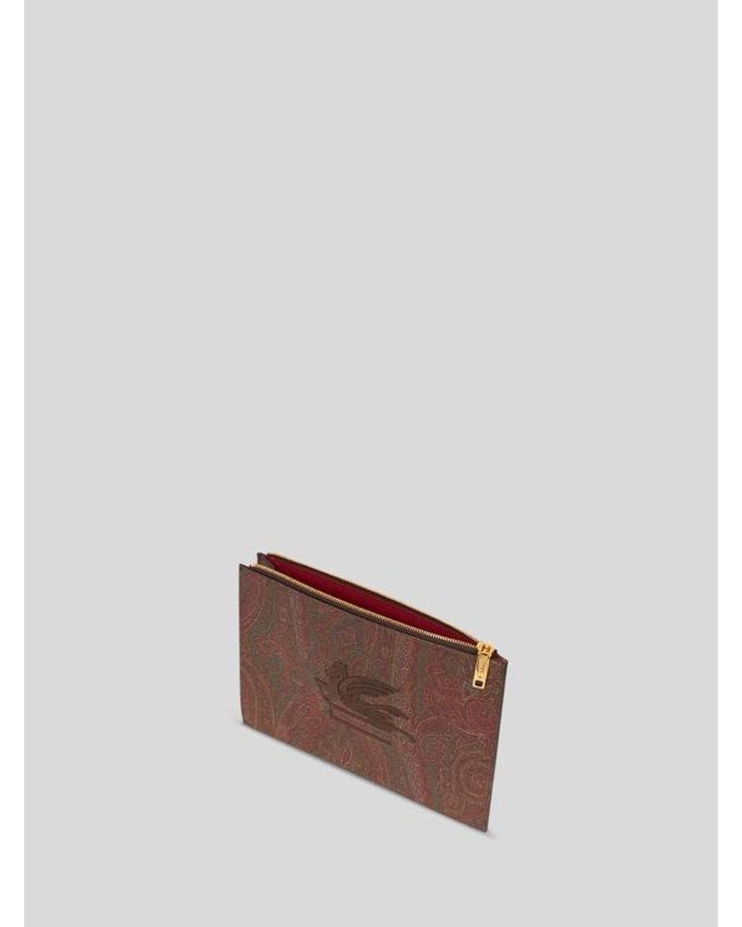 Etro Brown Medium Arnica Pouch With Pegaso Detail
