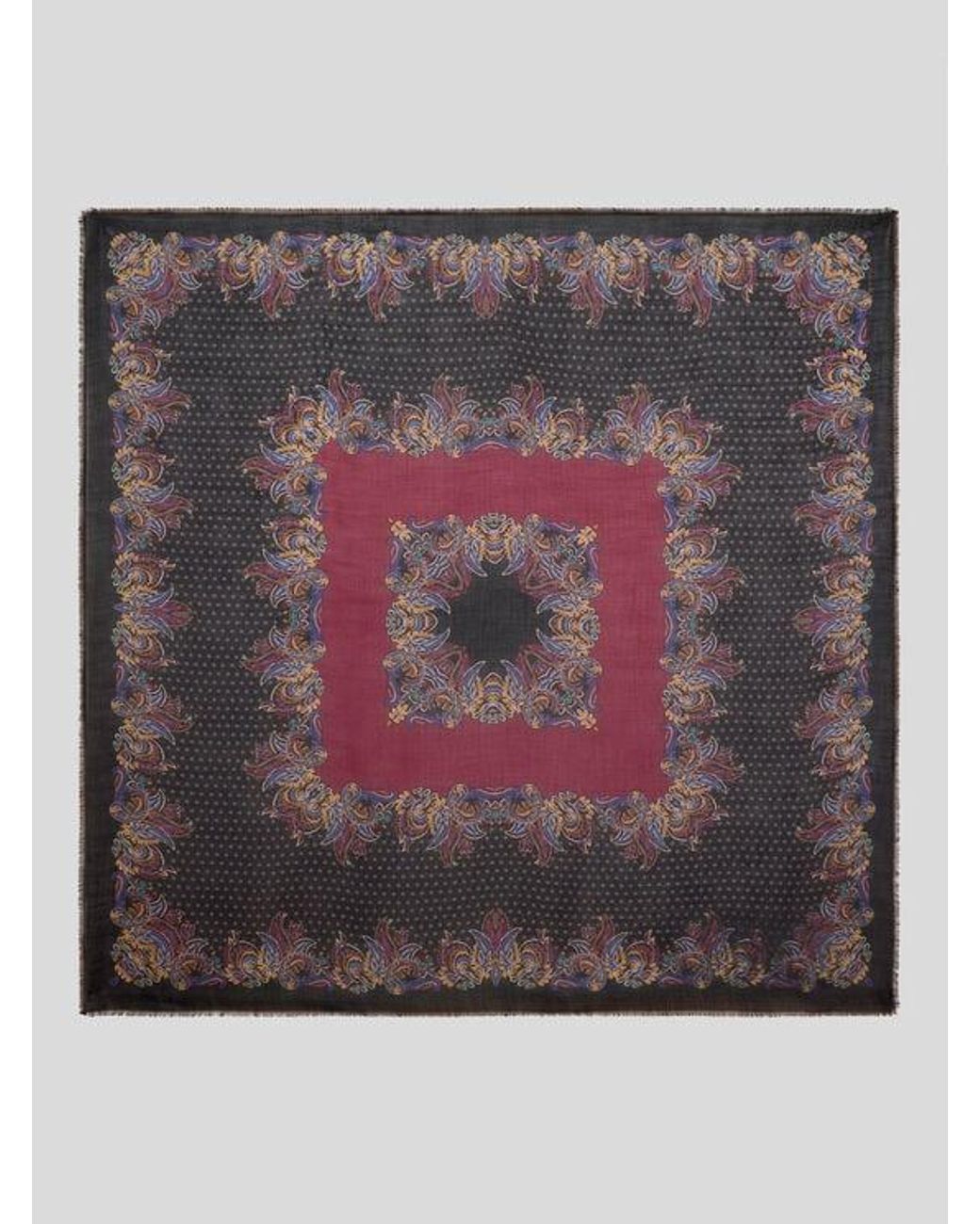 Etro Purple Floral Paisley Cashmere Shawl