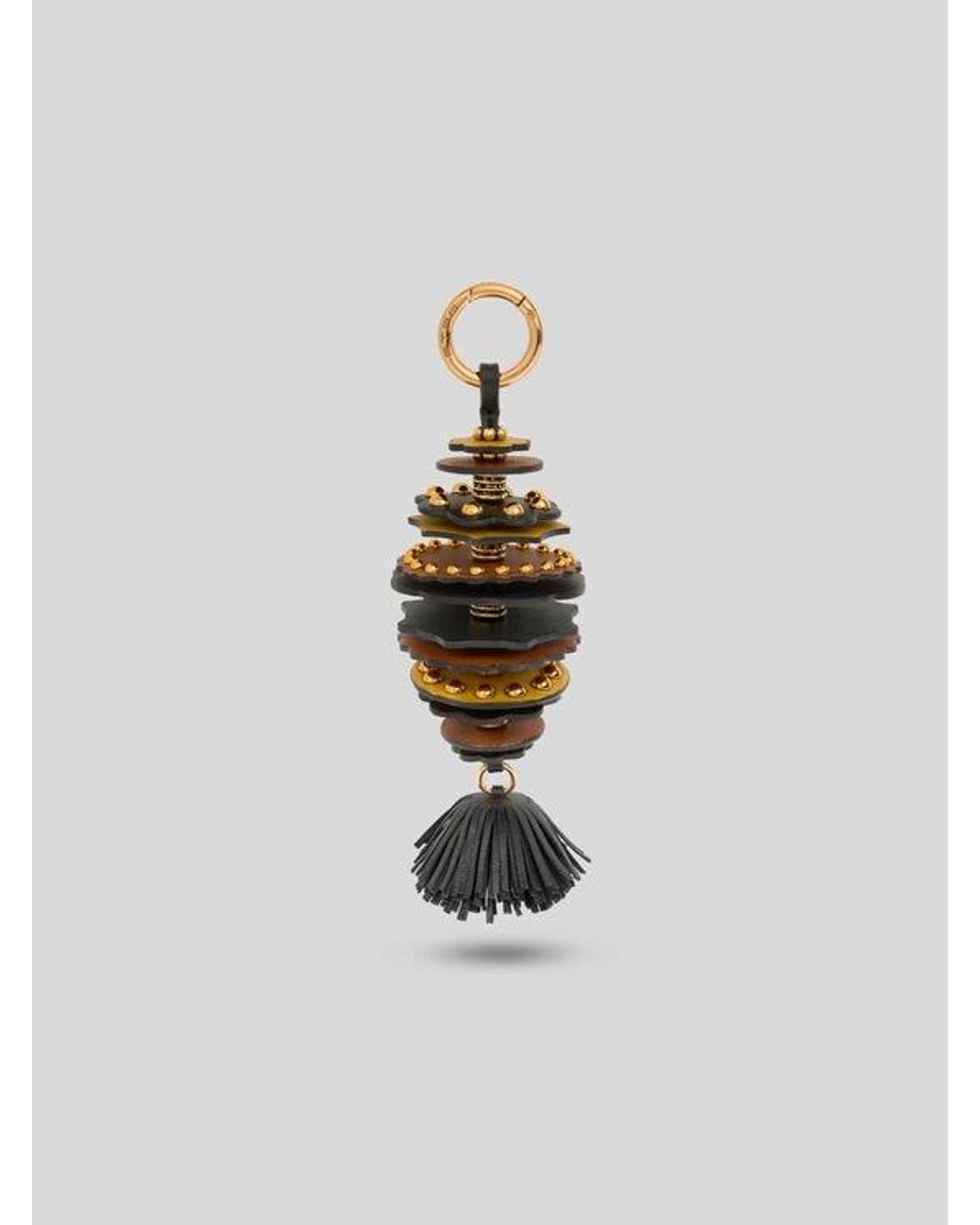 Etro White Leather Charm With Discs And Tassel
