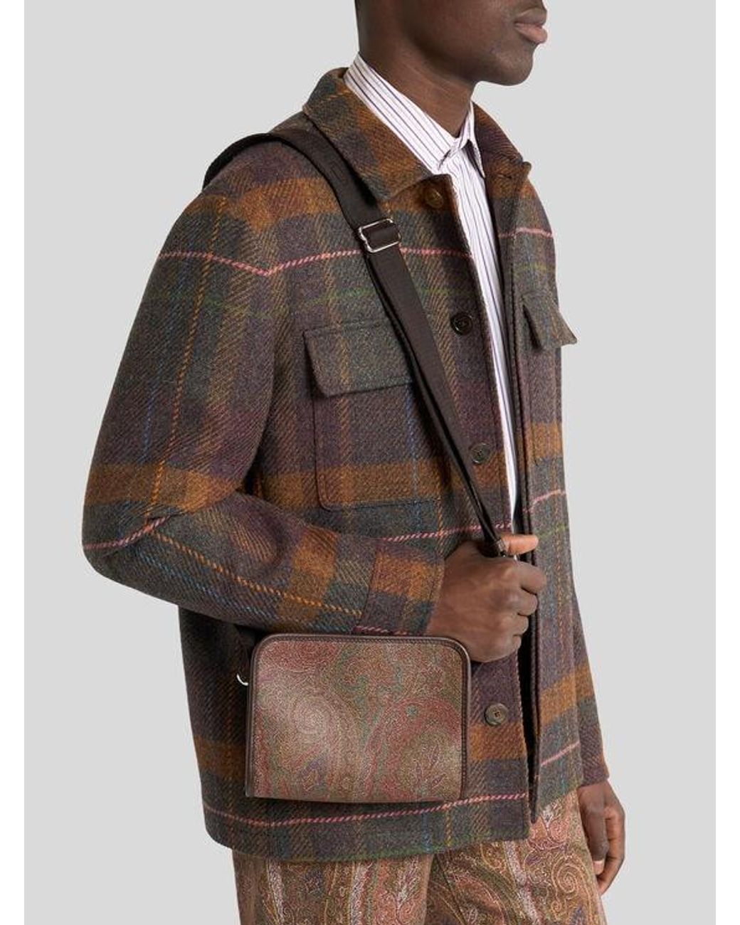 Etro Brown Arnica Camera Case With Shoulder Strap for men