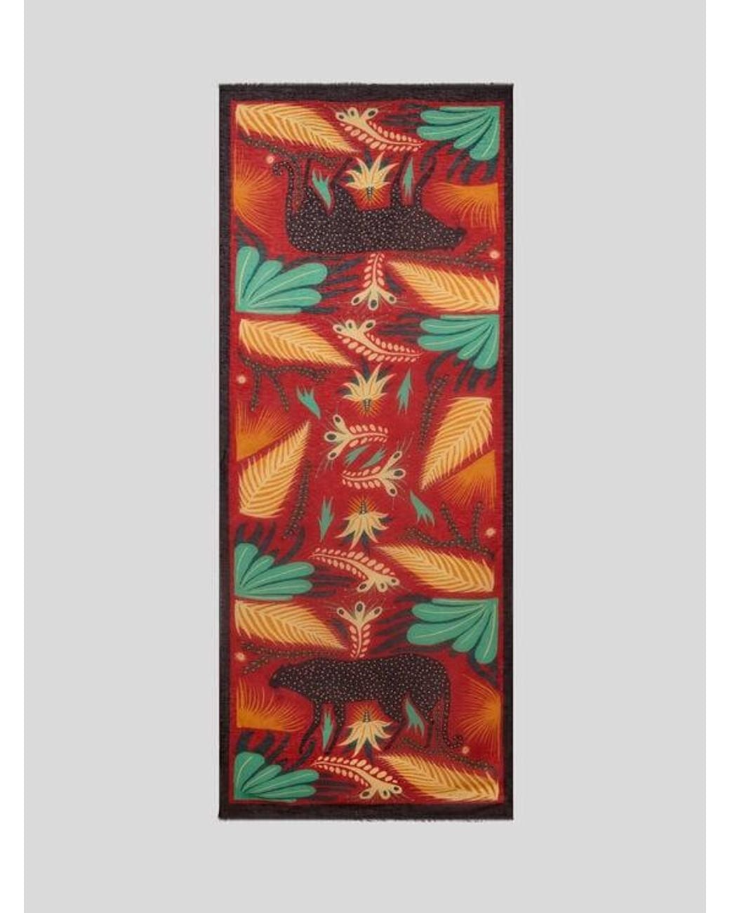 Etro Red X Tabby Booth Modal-Blend Scarf With Placed Print