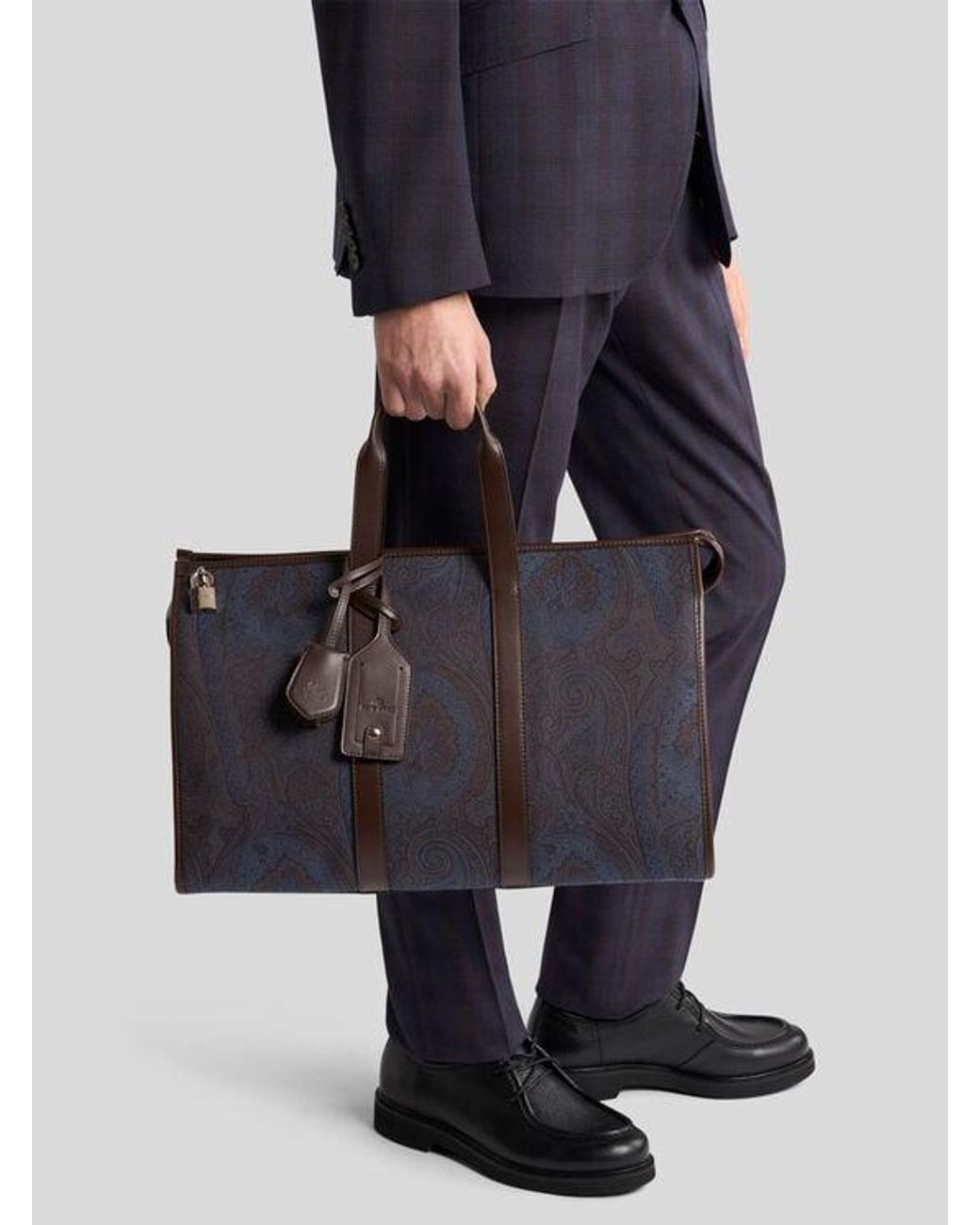 Etro Blue Essential Jacquard Travel Bag for men