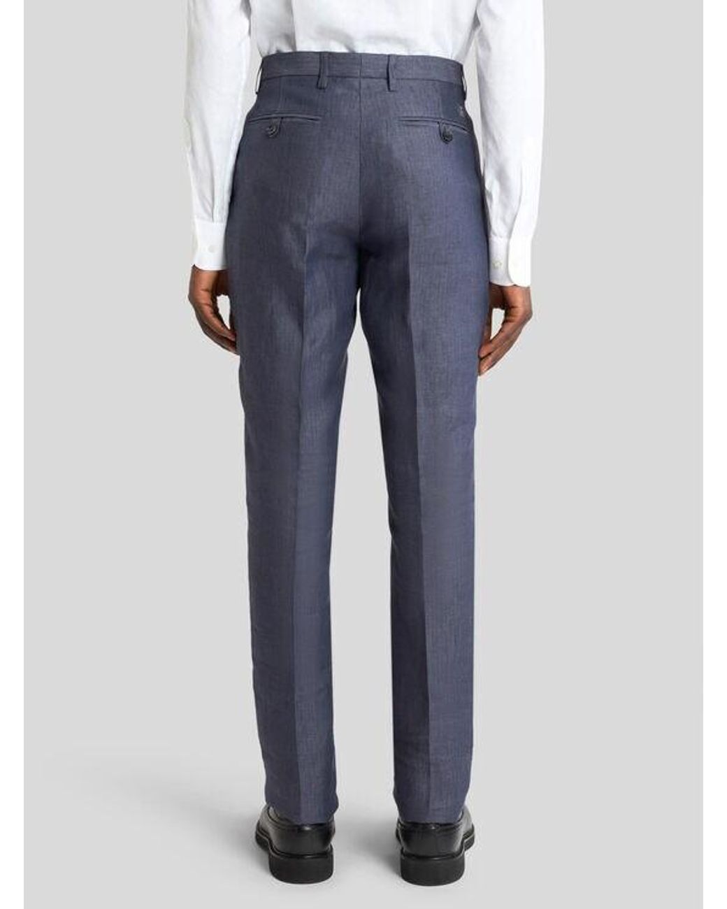 Etro Blue Linen Trousers for men