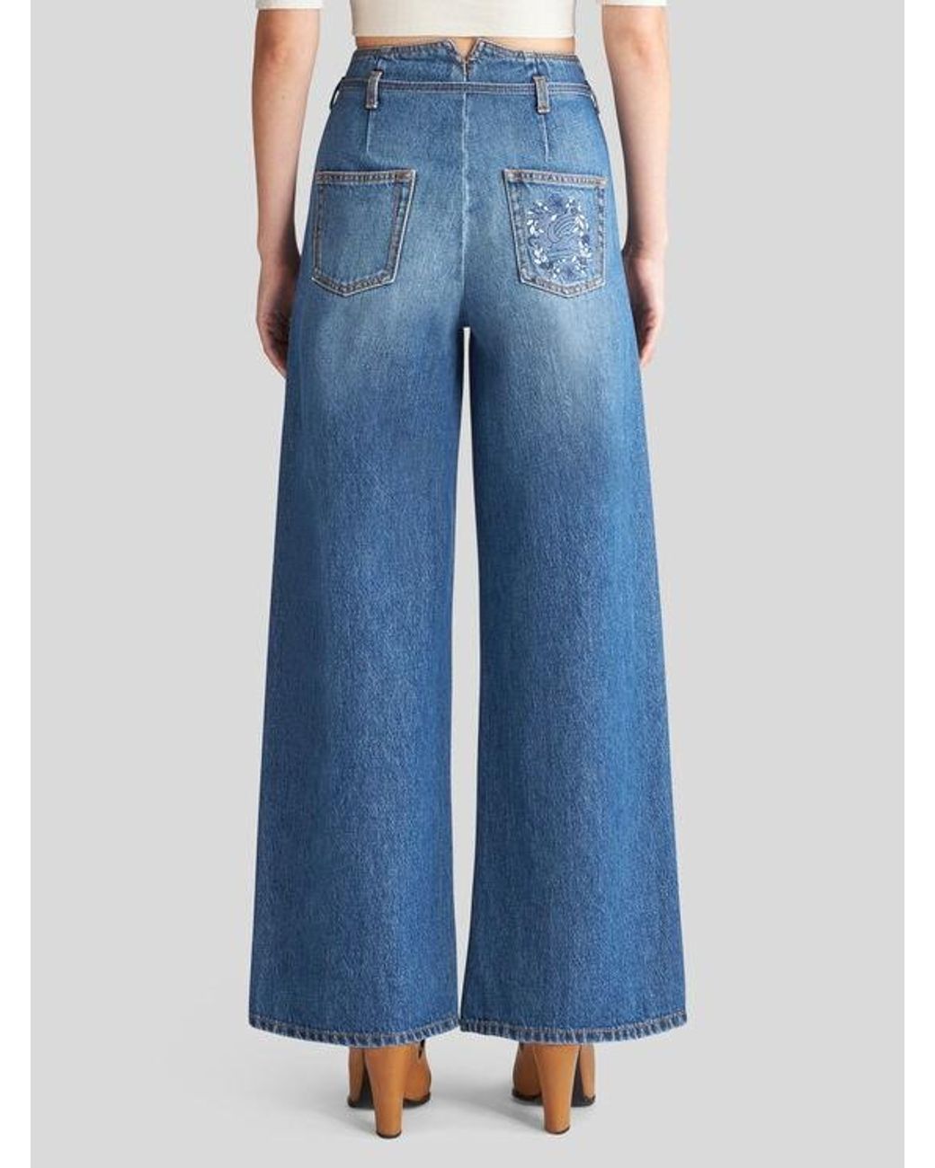 Etro Blue Culotte Jeans With Belt