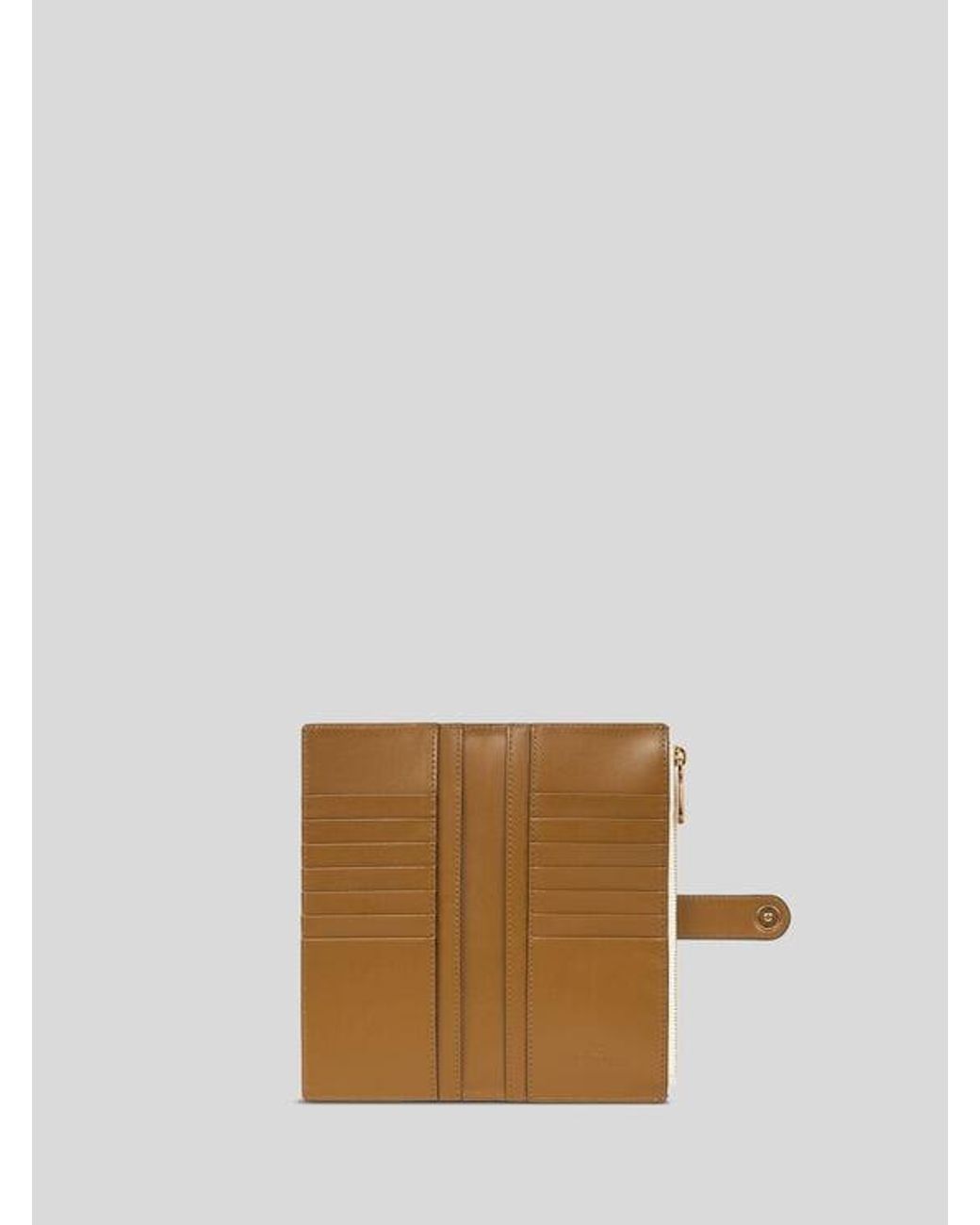 Etro White Leather Wallet With Pegaso Button