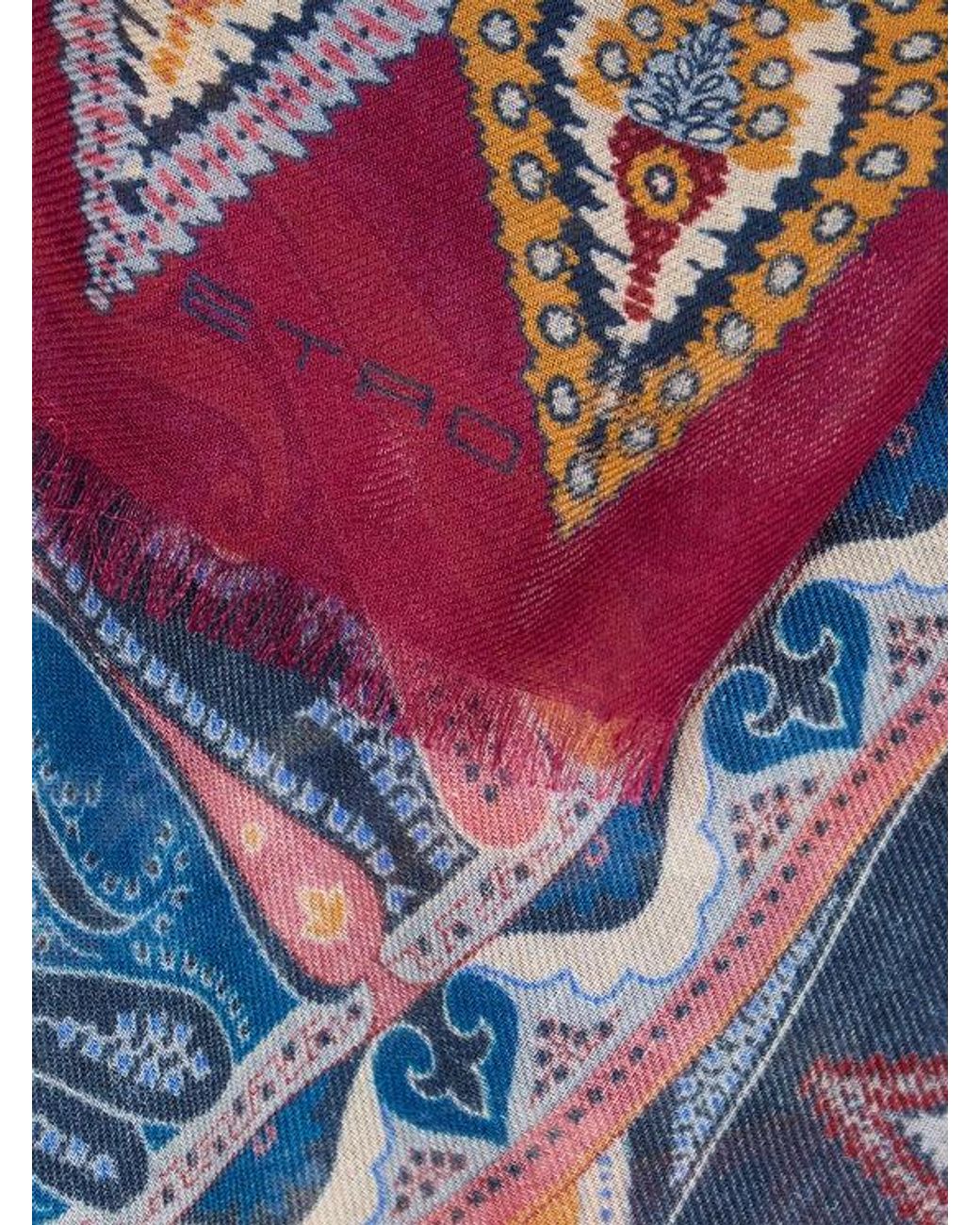 Etro Purple Floral Paisley Scarf for men