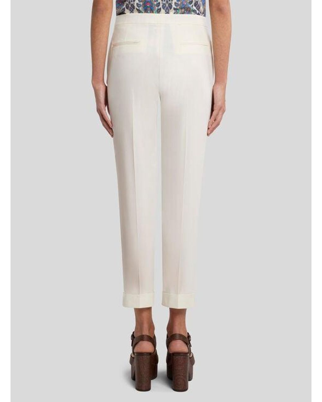 Etro White Cropped Stretch Cotton Trousers
