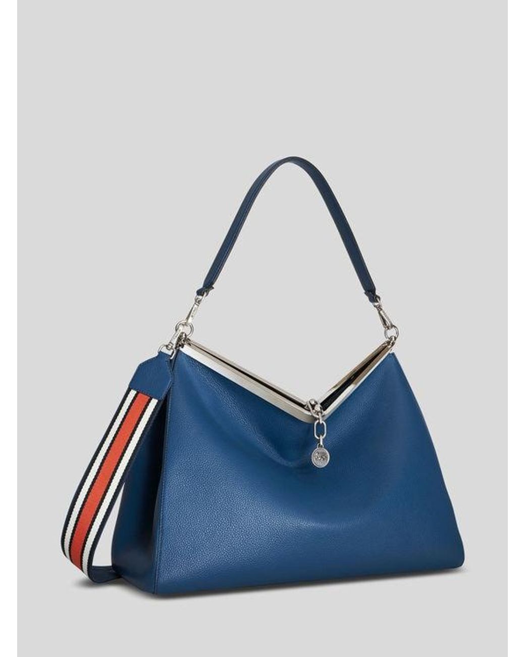 Etro Blue Large Leather Vela Bag for men