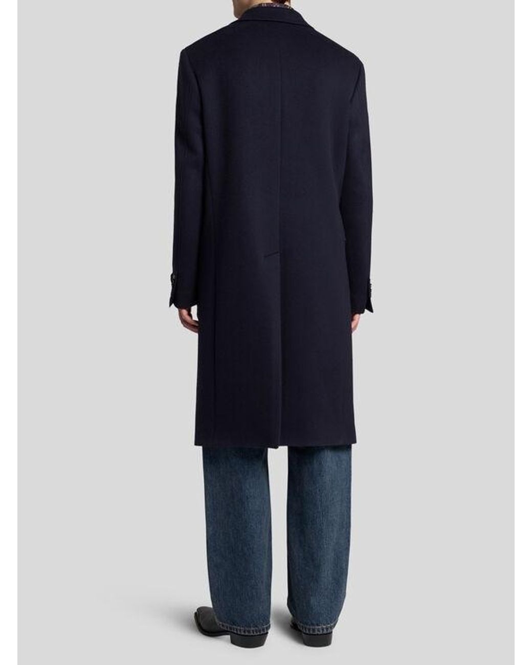 Etro Blue Cashmere Coat for men