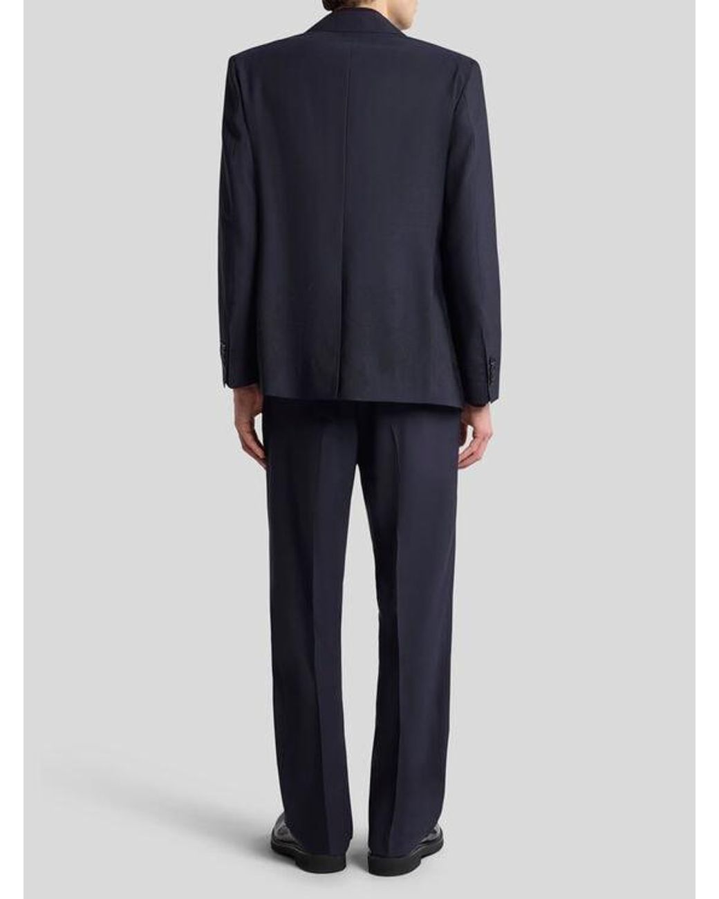 Etro Blue Double-Breasted Jacket With Placed Motif for men