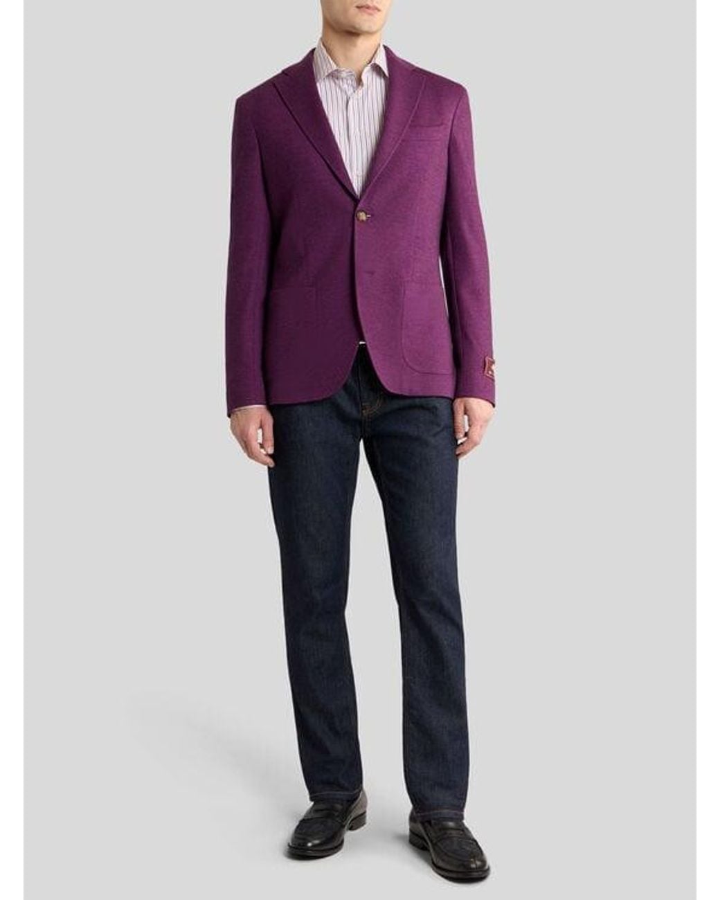 Etro Purple Single-Breasted Wool-Blend Jersey Jacket for men