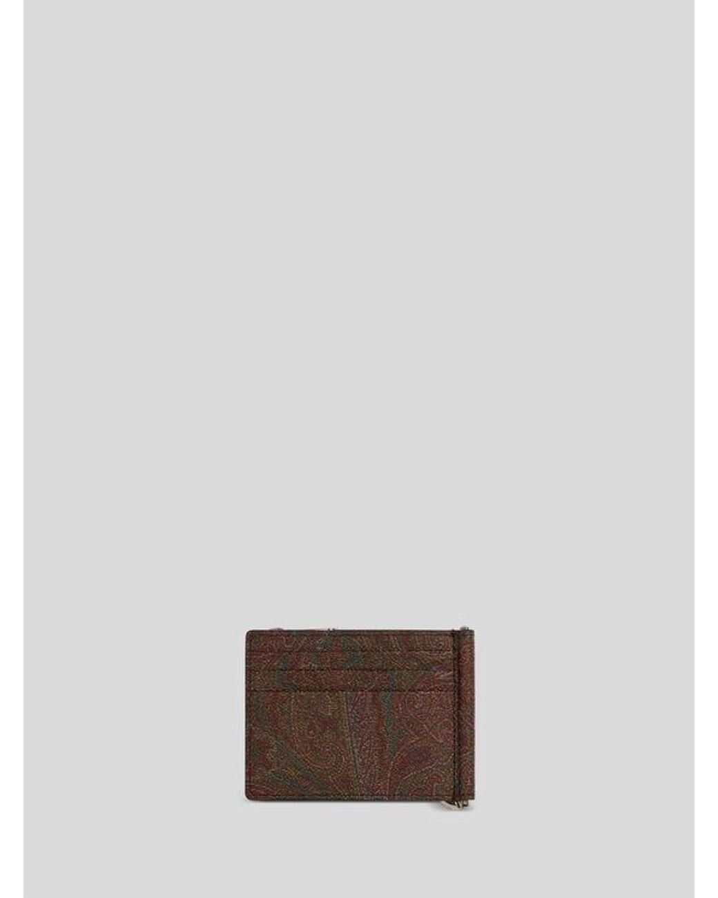 Etro Brown Arnica Bifold Card Holder for men