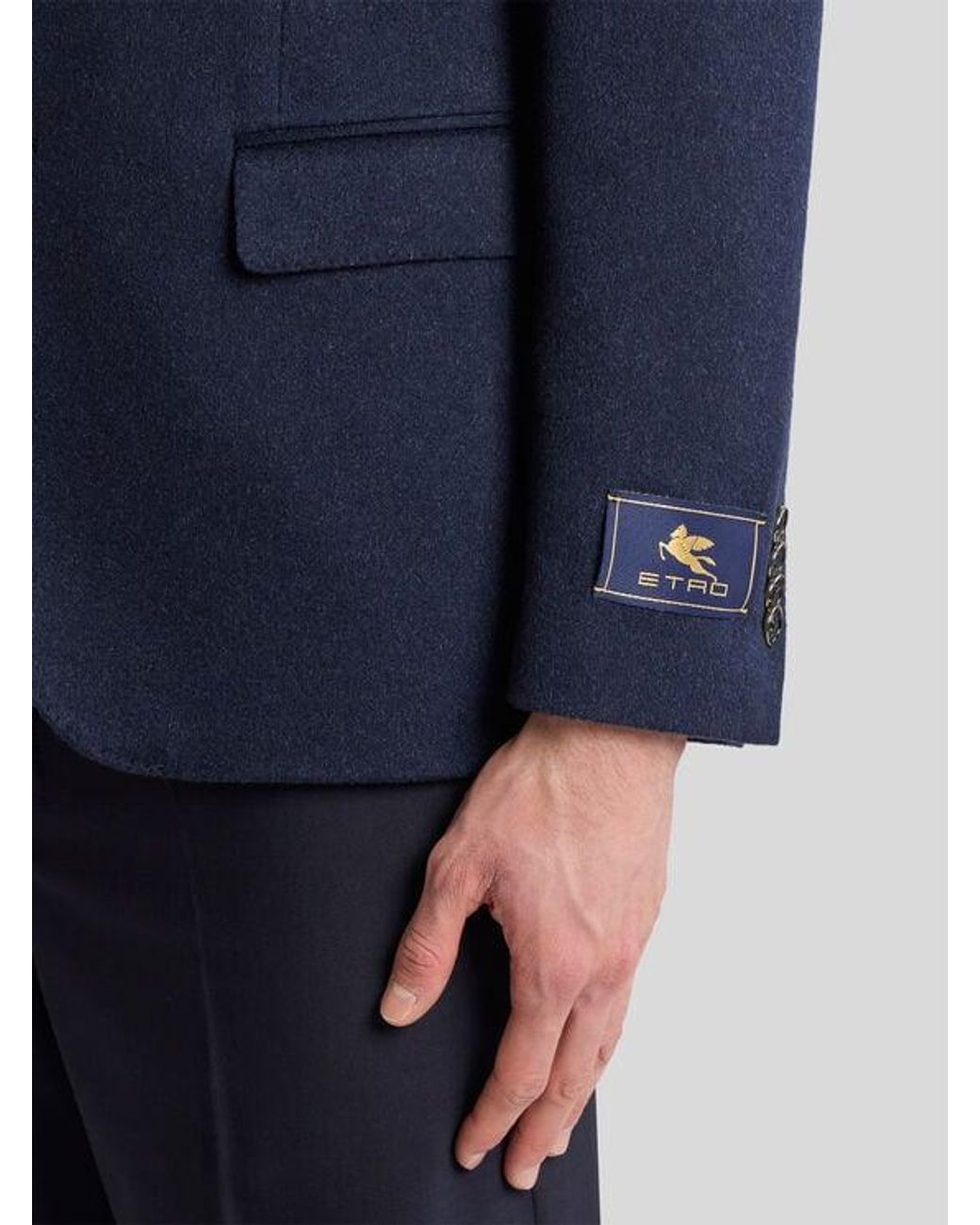 Etro Blue Single-Breasted Cashmere Jacket for men