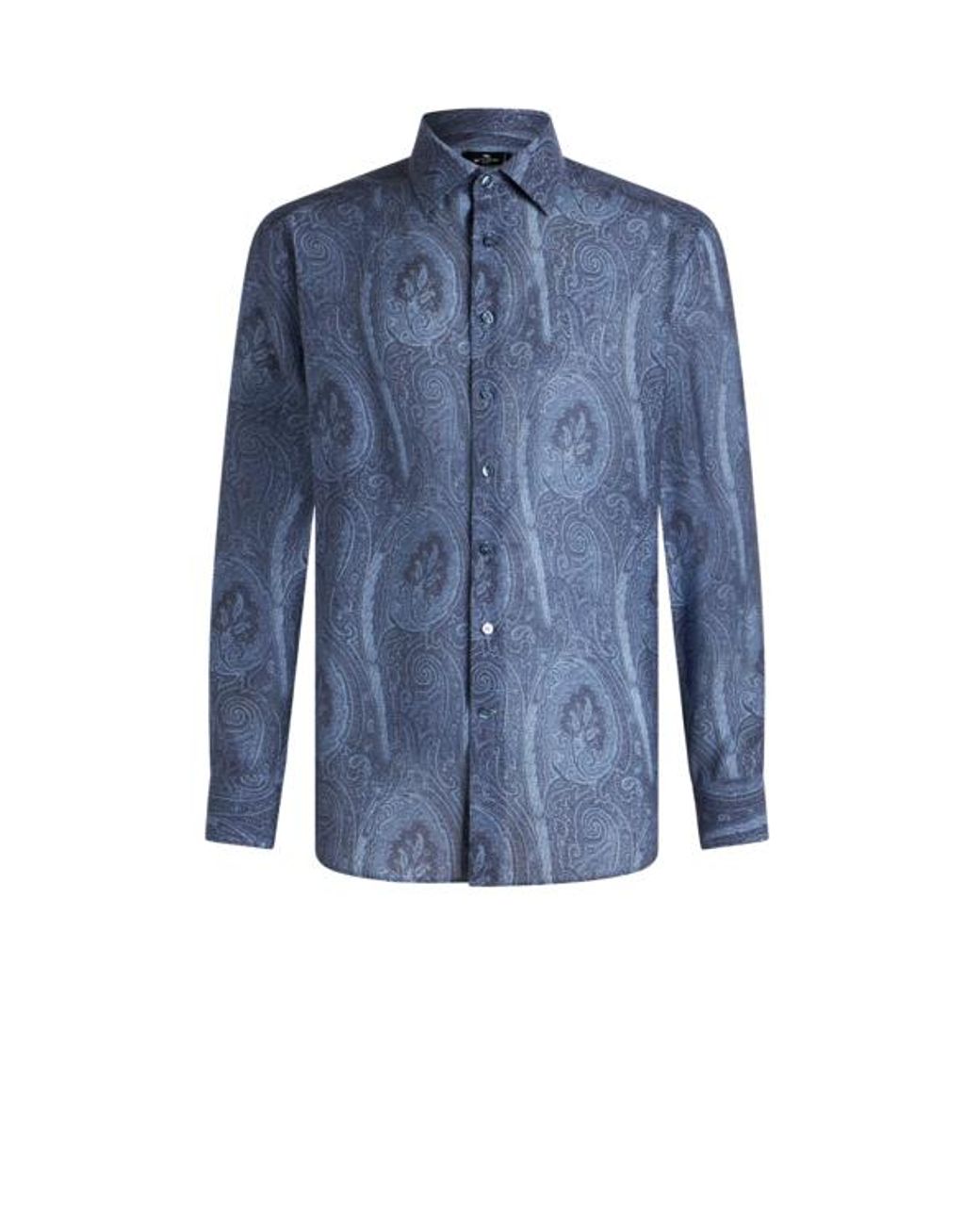 Etro Blue Textured Fabric Dress Shirt for men