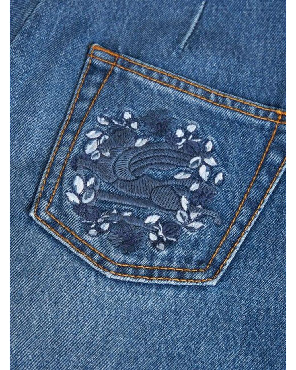 Etro Blue Culotte Jeans With Belt