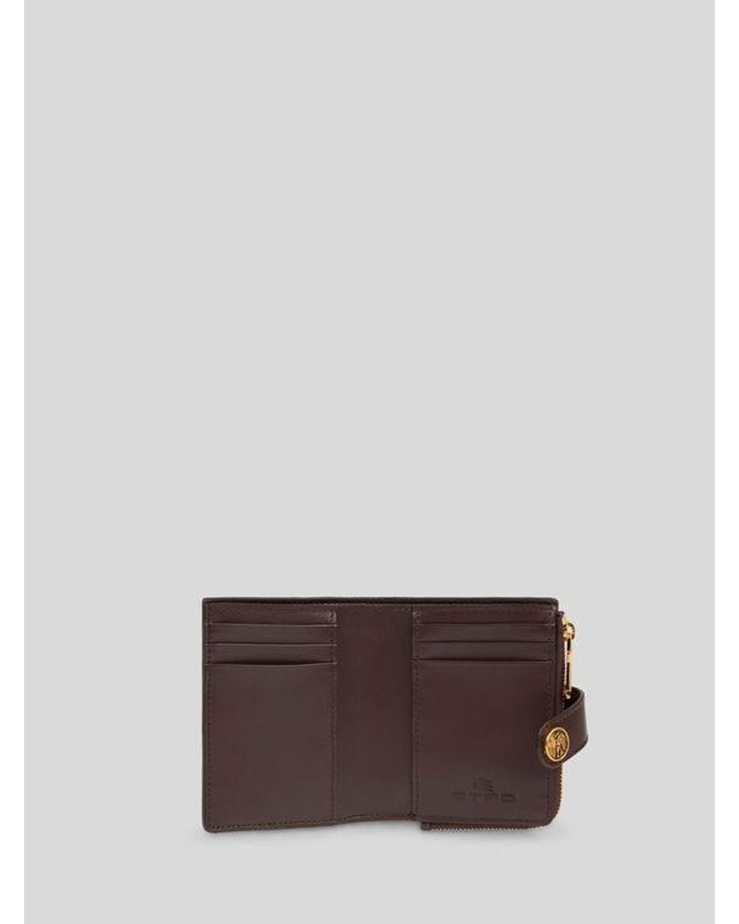 Etro Brown Compact Arnica Wallet With Studs