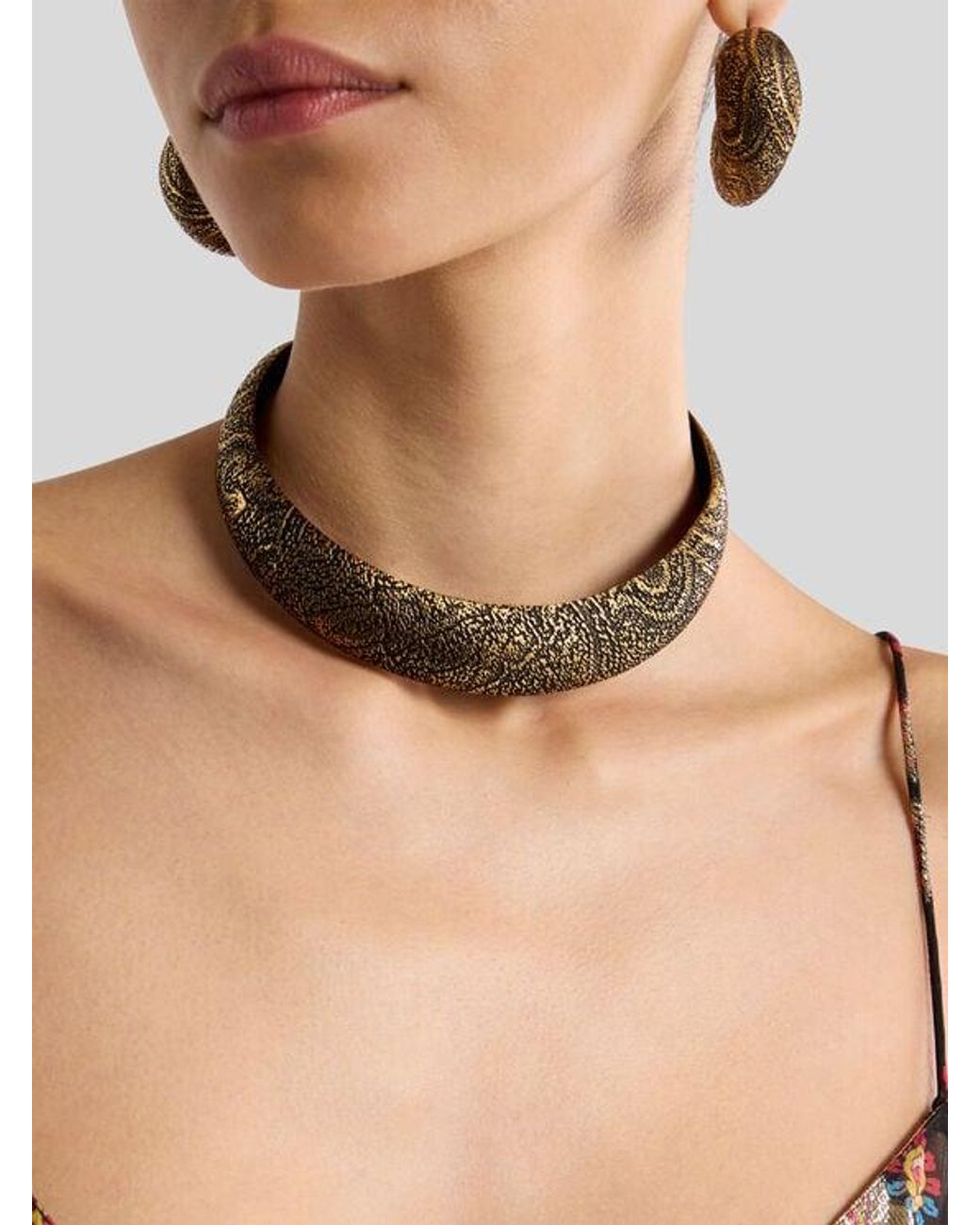 Etro White Choker Necklace With Arnica Motif
