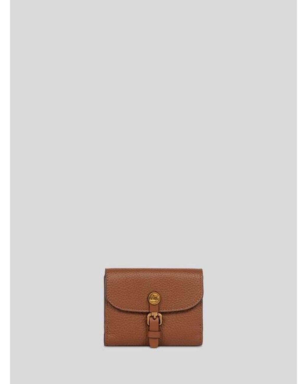 Etro Brown Small Tumbled Leather Pony Wallet