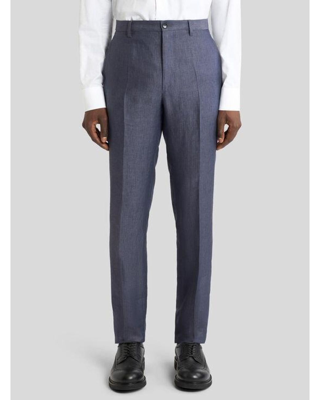Etro Blue Linen Trousers for men