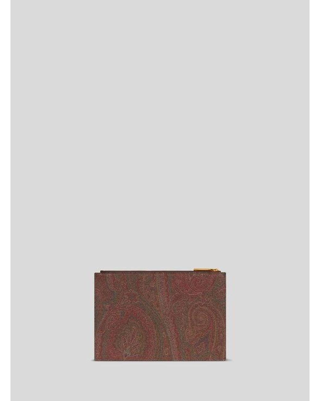 Etro Brown Medium Arnica Pouch With Pegaso Detail