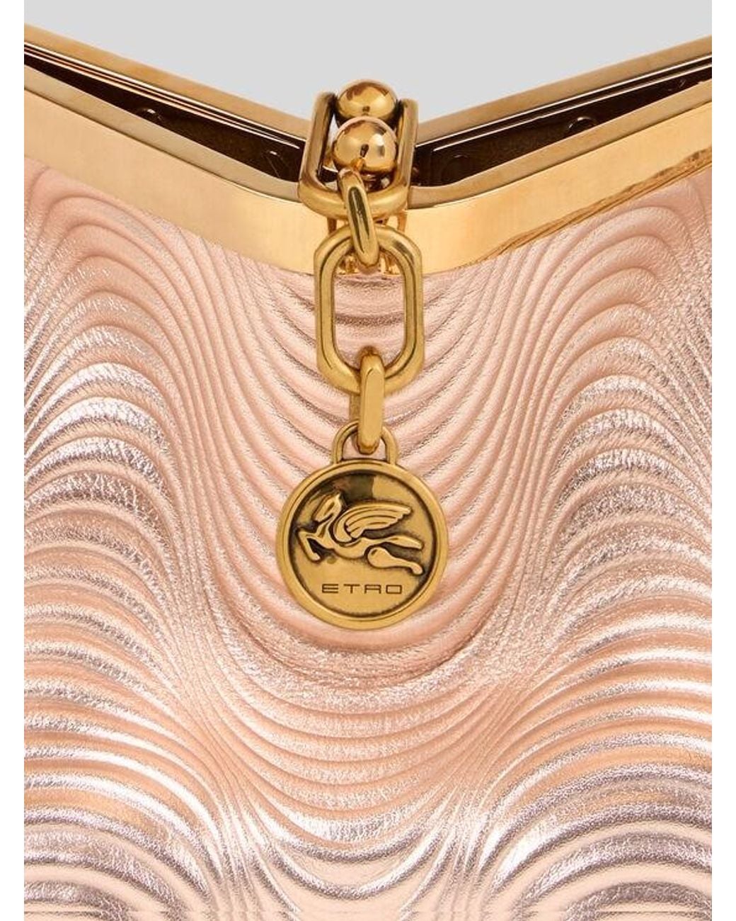 Etro Natural Small Metallic Leather Vela Bag