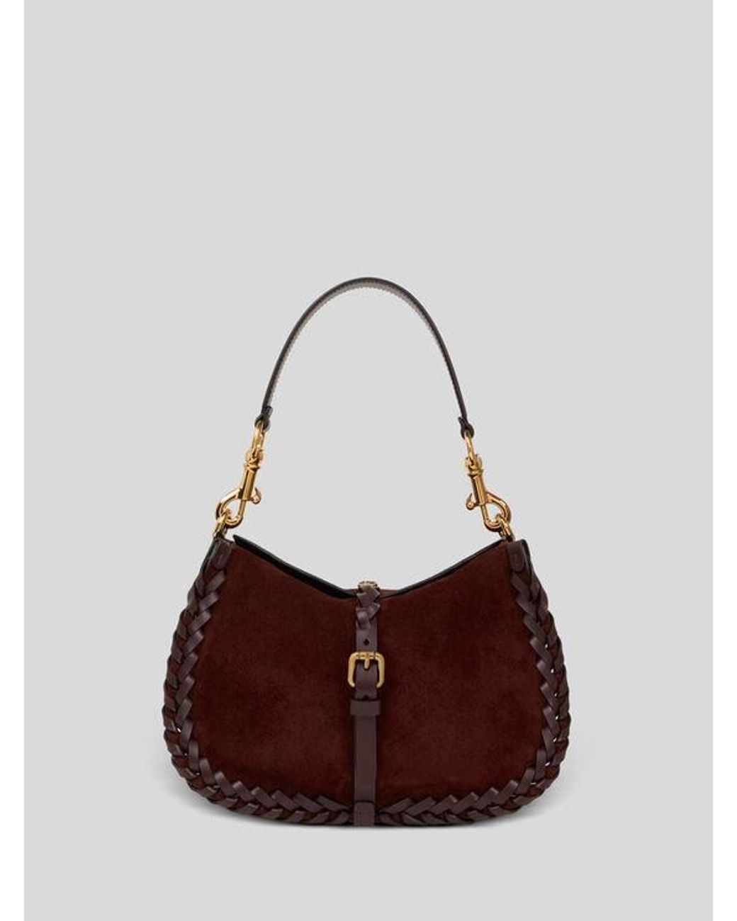 Etro Purple Medium Suede Pony Bag With Threading