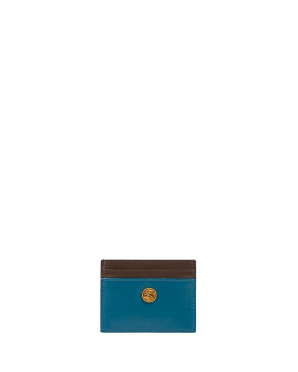 Etro Blue Two-Tone Leather Card Holder